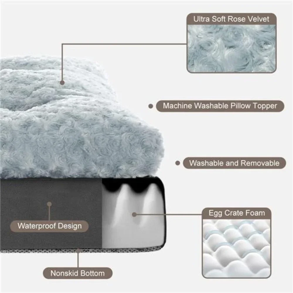Orthopedic Dog Bed, Washable Dog Bed with Egg Foam Support, Waterproof Dog Bed